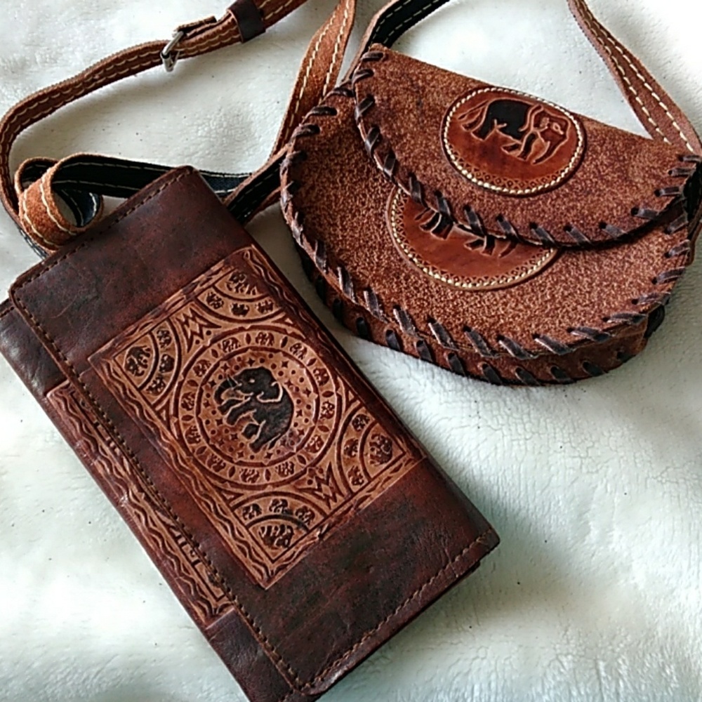 Rustic elephant mini purse and wallet